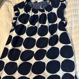 Ces Femme Navy and White Ruffled Top